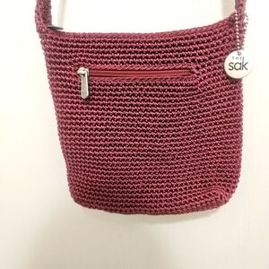 The sak cranberry crochet crossbody purse